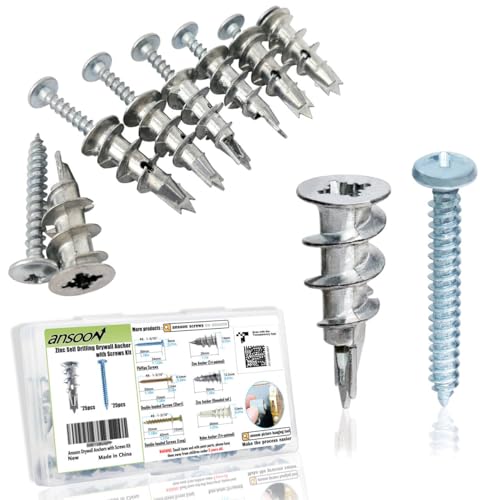 50Pcs Metal Self Drilling Drywall Anchors Heavy Duty with Screws Kit