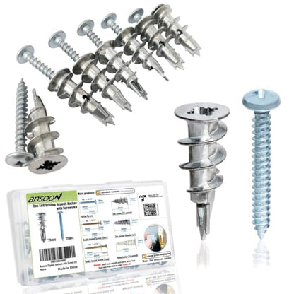 50Pcs Metal Self Drilling Drywall Anchors Heavy Duty with Screws Kit