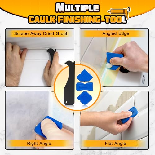 DIYSELF 9 Pack Caulk Gun Kit, Professional Caulking Gun & Remover Tools - color: Black (9 Pcs Kit)