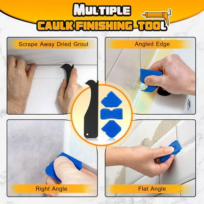 DIYSELF 9 Pack Caulk Gun Kit, Professional Caulking Gun & Remover Tools - color: Black (9 Pcs Kit)