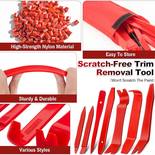 Keze 8 Pcs Auto Trim Removal Tool Kit - Red - color: Red-8 Trim Removal Tool Set