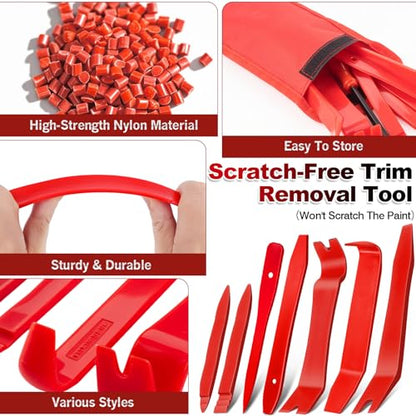 Keze 8 Pcs Auto Trim Removal Tool Kit - Red - color: Red-8 Trim Removal Tool Set