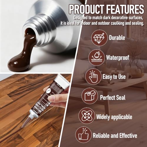 JAOJAO Brown Silicone Caulk Without Cracking or Peeling Long-Lasting Joints - color: Brown, size: 100ML