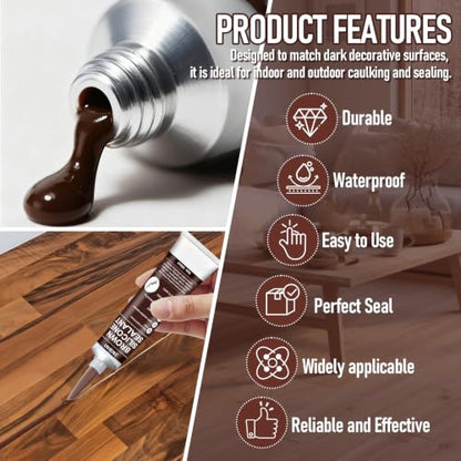 JAOJAO Brown Silicone Caulk Without Cracking or Peeling Long-Lasting Joints - color: Brown, size: 100ML
