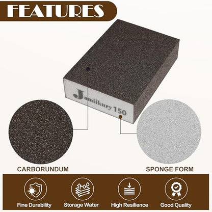 16pcs Sanding Blocks Assortment Kit, Sponge Sand Block Washable and Reusable, Wet & Dry Sandpaper Block for Wood Metal Drywall and Furniture Paint - 150 Grit - size: 150 Grits