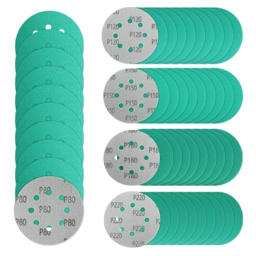 5 Inch 8 Hole 80-220 Grit Hook and Loop Zirconia Sanding Discs 50PK - size: Mixed Grit