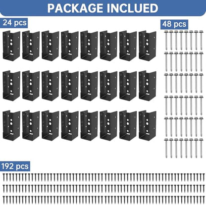 24 PCS Concealed Joist Hanger,Concealed-Flange Hanger,for 2"x4" Beam - size: Powder Coated 2" x 4"- 24 PCS