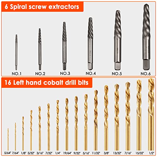 54-Piece Broken Bolt Extractor Kit with Easy Out Screw Extractor Set - size: 54-Piece