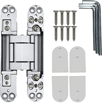 Ranbo 6 Inch Hidden Door Hinge, 3D Adjustable, Zinc Alloy Hardware Kit - size: 6 Inch