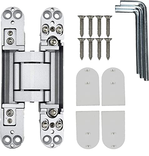 Ranbo 6 Inch Hidden Door Hinge, 3D Adjustable, Zinc Alloy Hardware Kit - size: 6 Inch