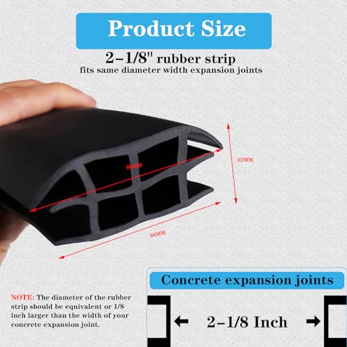 Concrete Expansion Joint Strips Filler Rubber Seal Crack Repair - size: 2-1/8" Wide, 10Ft Long