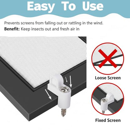 48 Pack 3/8 Inch Window Screen Clips Bulk, Screen Clip with Screws