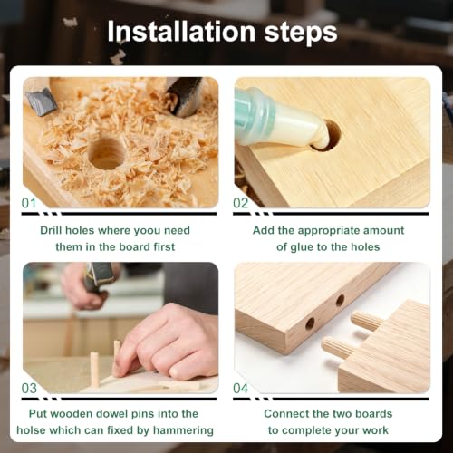150Pcs Wood Dowels Kit 5/16 x 1-3/16 inch, Wooden Dowel Pins, Fluted Wood Dowels Rods for Crafts, Furniture, DIY Manual - size: 5/16" x 1-3/16"-150pcs