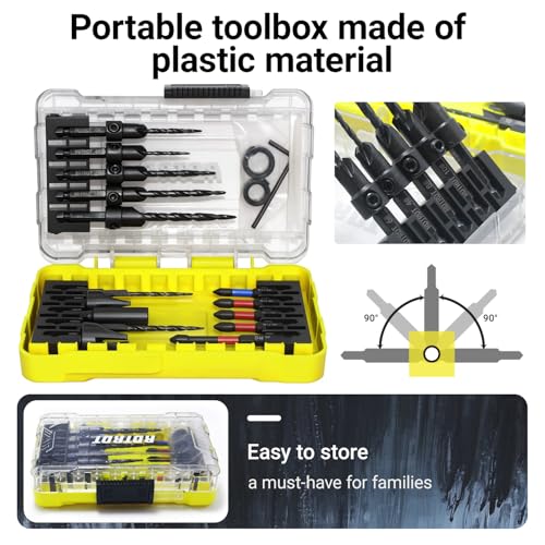 18 Pc Countersink Drill Bit Set, 15PCS Tapered Bits with Plug Cutters