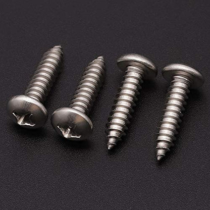 #4 x 5/8" (100 Pack) Stainless Steel Phillips Pan Head Wood Screws, Stainless Steel 304 (18-8), Pan Head Sheet Metal Screws Self Tapping for Wood - size: #4 x 5/8"