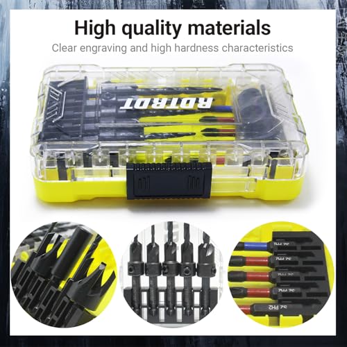 18 Pc Countersink Drill Bit Set, 15PCS Tapered Bits with Plug Cutters