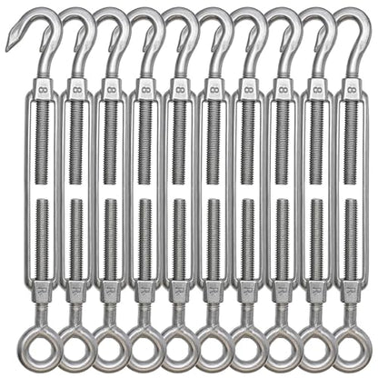 TooTaci 10PCS M8 Turnbuckle, 304 Stainless Steel Turnbuckle Hook and Eye - size: M8 OC-10Pcs