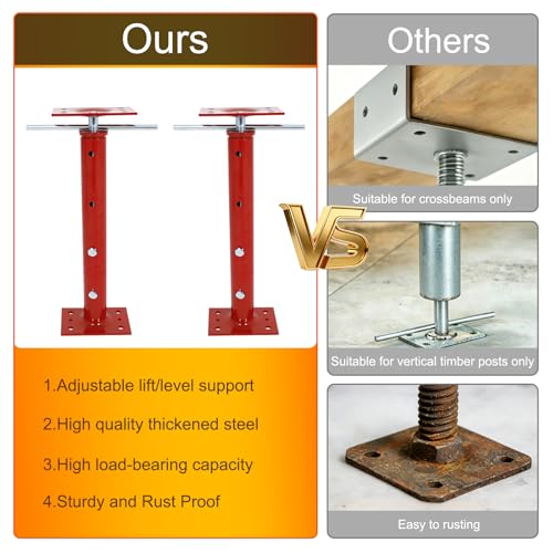 4 Pack Adjustment House Jacks for Leveling Crawlspace, Red - color: Red, size: 18"-35"