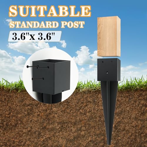 2 Pcs 16 Inch 4"x4" Fence Post Anchor Ground Spike(Internal 3.6"x3.6") - size: 2 Pcs, style: 4"x 4"