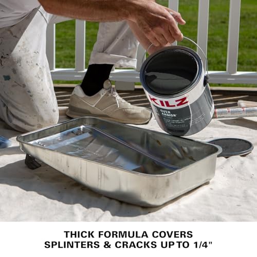 KILZ Over Armor Textured Solid Coating Resurfacer, Black Olive, 1 Gallon - color: Black Olive, style: Textured