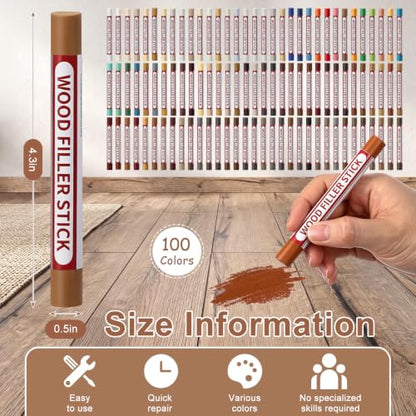 100 Pcs Wood Filler Sticks 100 Colors Wax Crayons - color: Multicolor