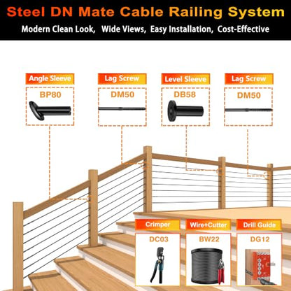 Black Stainless Steel Cable for Railing 400FT, 1/8" T316 Wire Rope BW22 - size: 400FT