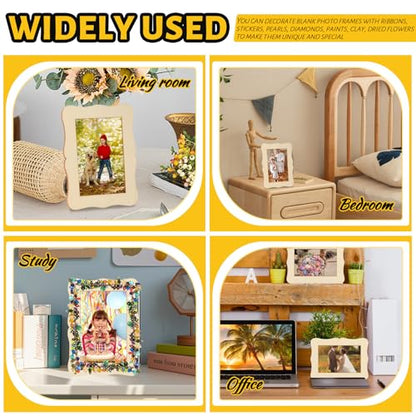 15 Pack Wooden Picture Frames for Crafts Wooden Frames for 4 x 6 Photos - color: Wave Shape-15