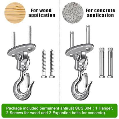 SELEWARE Heavy Duty 1000LB Capacity Stainless Steel Ceiling Swing Mount - color: C: 360° Swing Hanger ( 1 Pack )