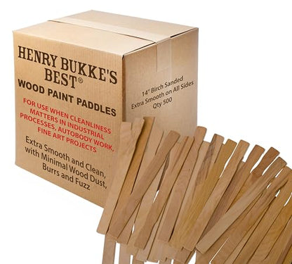 Henry Bukke's Best American Birch Paint Stir Sticks, 14 in, Bulk 1000 Qty