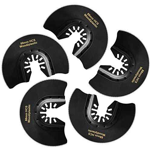 5-Piece High Carbon Steel Oscillating Saw Blade Set - 88mm Blades for Cutting Wood Soft Metal and Plastic - Quick Release Blades Compatible with Dewalt Makita Ryobi Milwaukee Fein and Rockwell