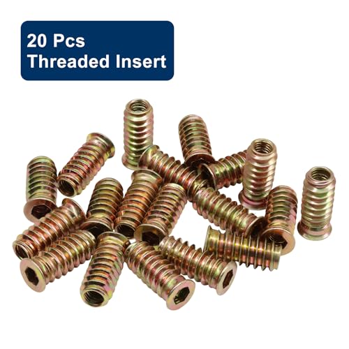 Piutouyar 20 Pcs M6x25mm Threaded Inserts Nuts for Wood - size: M6x25mm
