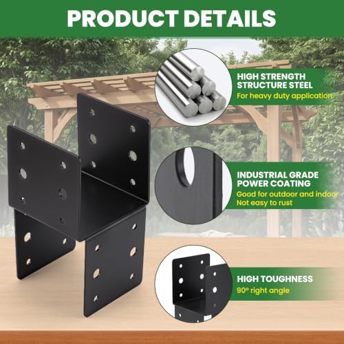 4 Pack 4x4 Post Cap Bracket Heavy Duty Steel