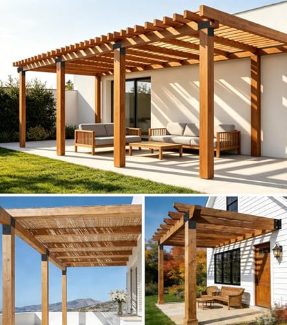 2 Pack 4x4/4x6 Heavy-Duty Post Bracket for Outdoor Pergolas Gazebos Decks - size: 2 Pack Large Brackets 4"x4"