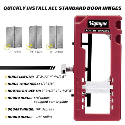 Door Hinge Jig Router Template for Woodworking - color: Dark Red