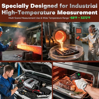 Infrared Thermometer Temperature Gun, 3272°F, 50:1 - color: -58°F to 3272°F