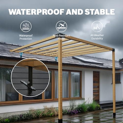 ColourTree Metal Pergola Kit for 4x4 Lumber Post, Thick Steel Patio Roof Riser Brackets Adjustable in Angle & Height, Hardware Suitable for Garden, Gazebo, Outdoor Pergolas, Log Cabin (1 Pc) - size: Roof Riser Beam Brackets 1SET