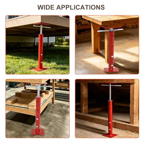 4 Pack Adjustment House Jacks for Leveling Crawlspace, Red - color: Red, size: 18"-35"