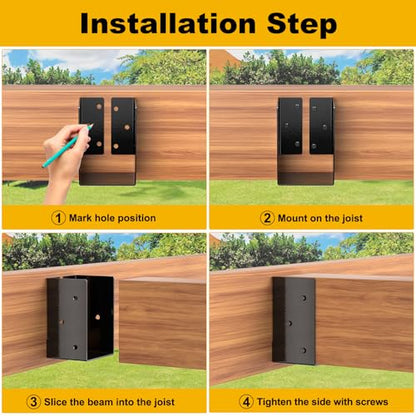 Concealed Joist Hanger 2 Pack,4"x6" Outdoor Concealed-Flange Joist Bracket - size: 4"x6"