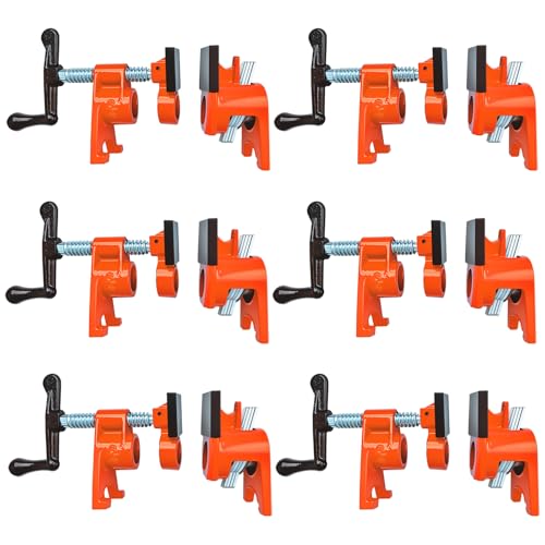 3/4" Pipe Clamps 6 Pack, Wood Gluing Bar Clamp with Pads - style: Orange, 3/4 IN with Pads