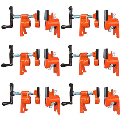 3/4" Pipe Clamps 6 Pack, Wood Gluing Bar Clamp with Pads - style: Orange, 3/4 IN with Pads