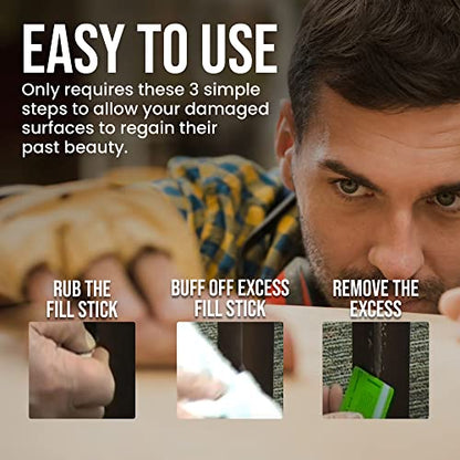 Wood Scratch Repair Fill Stick for Dark Surfaces, Touch-Up Kit, Set of 3 - color: Dark Tones