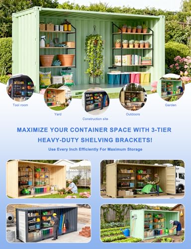 sogiv 4 Pack 3-Tier Shipping Container Shelving Bracket with 64"(H) X 19"(D), Heavy-Duty Powder-Coated Steel Cargo Shelves, Shipping Cargo Shelves Universal for Heavy Duty Trailer Containers - size: 4 PCS