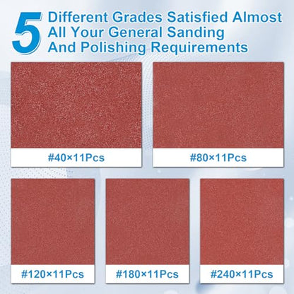 55Pcs Mouse Detail Sander Sandpaper, 5 Hole Triangle Sanding Pads