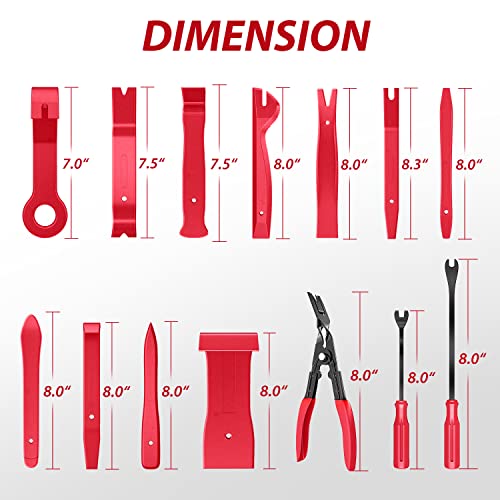 Nilight Trim Removal Tool 102 Pcs, Auto Push Pin Bumper Retainer Clip Set - color: 102 Clips+ Remover Tools Red