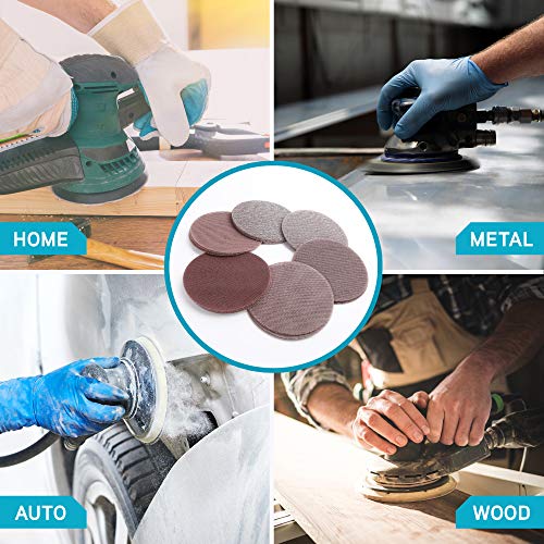 LotFancy 5 Inch Sanding Discs, 60PCS 80 100 120 180 240 320 Grit Mesh Abrasive Dustless Sandpaper Assortment for Car, Woodworking - Hook and Loop Random Orbital Sander Round Sand Paper - style: Pack of 60