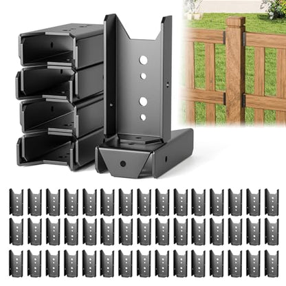 50 Pcs 2x4 Fence Brackets for Wood Black - 18 Gauge Deck Railing Brackets for 2X4, Fb26 Fence Brackets, Deck Railing Connectors 2x4 - color: 50 Pcs