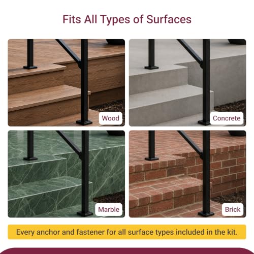 CR Fence & Rail Handrails for Outdoor Steps & Indoor Stair Railing Kit, 3-4 Steps Safety Hand Rail for Porch & Deck (Pack of 2) - size: 3-4 steps(2 Pack)