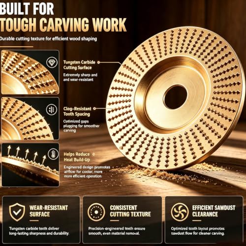 3PC Angle Grinder Wood Carving Disc Set, Wood Sanding and Surface Finishing