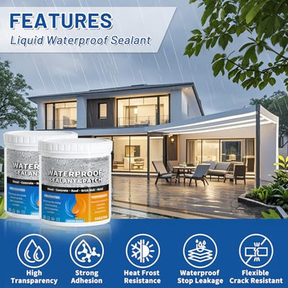 Liquid Waterproof Sealant 70oz Clear, Transparent Waterproof Coating - color: Clear 70oz