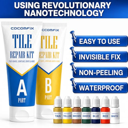 Tile Repair Kit, Ceramic & Porcelain Tile Chips & Cracks Repair-Color Match